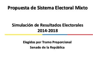 Propuesta de Sistema Electoral Mixto
Simulación de Resultados Electorales
2014-2018
Elegidos por Tramo Proporcional
Senado de la República
 