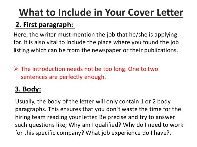 cover letter guidelines body of a cover letter