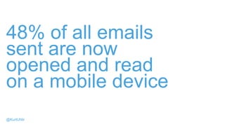 48% of all emails
sent are now
opened and read
on a mobile device
@KurtUhlir
 