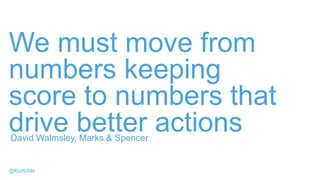 We must move from
numbers keeping
score to numbers that
drive better actionsDavid Walmsley, Marks & Spencer
@KurtUhlir
 