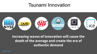 Tsunami Innovation
Increasing waves of innovation will cause the
death of the average and create the era of
authentic demand
09
@KurtUhlir
 