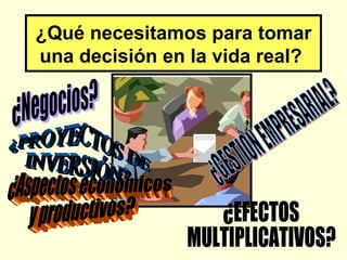 ¿Qué necesitamos para tomar
una decisión en la vida real?
 