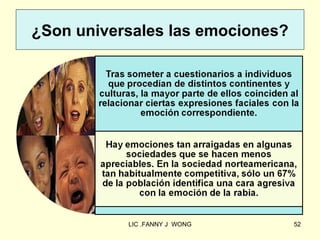 ¿Son universales las emociones?




           LIC .FANNY J WONG      52
 