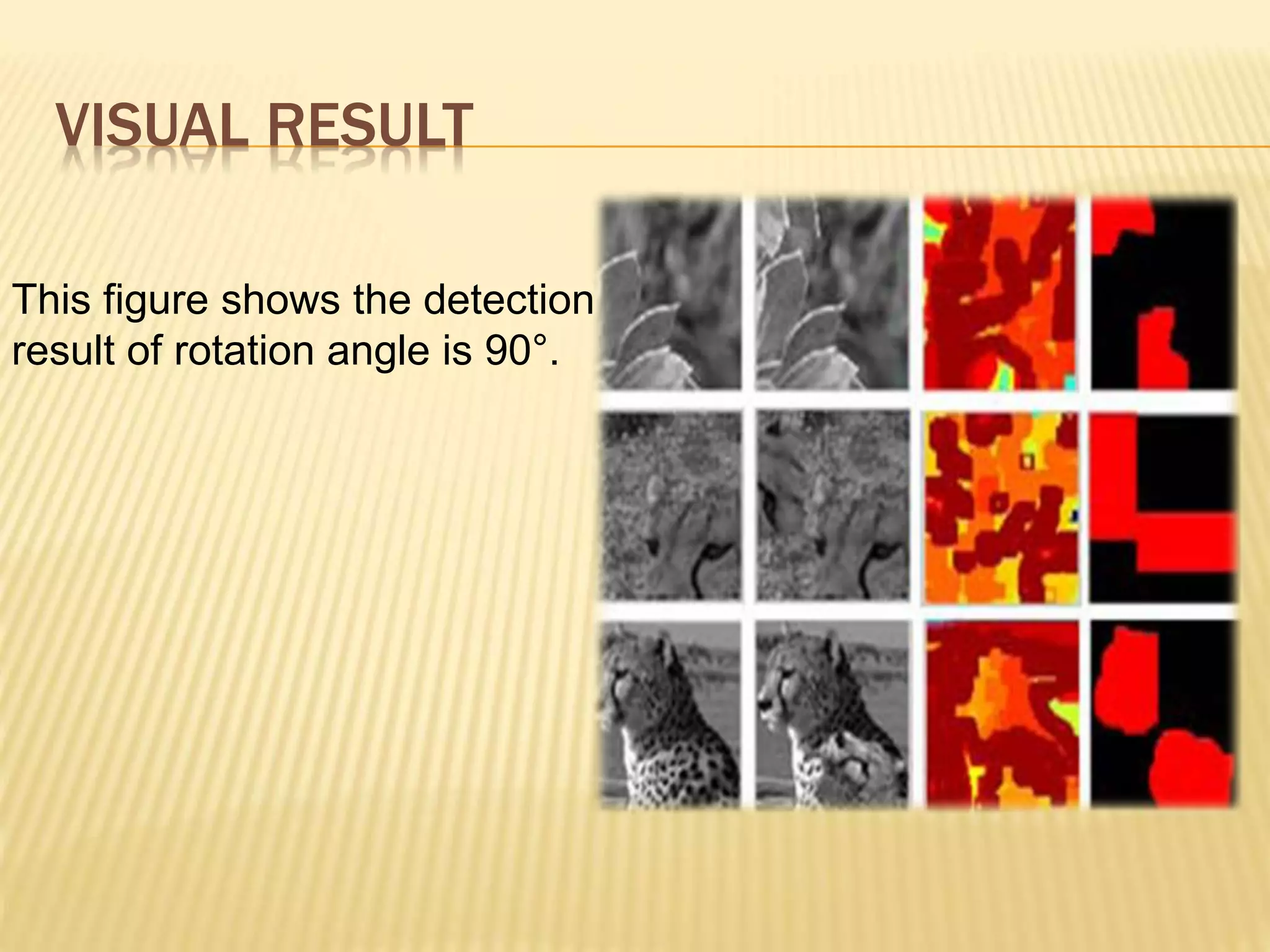 This figure shows the detection
result of rotation angle is 90°.
VISUAL RESULT
 