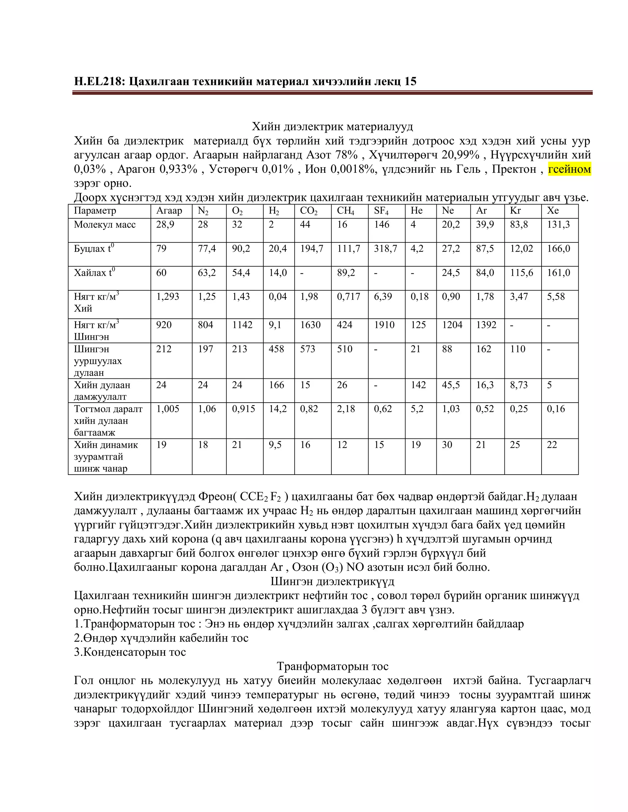 Хийн диэлектрик материалууд | PDF