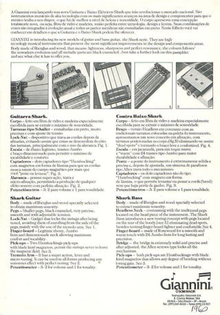 Catálogo Giannini Guitarra e Baixo 1980 (Shark)