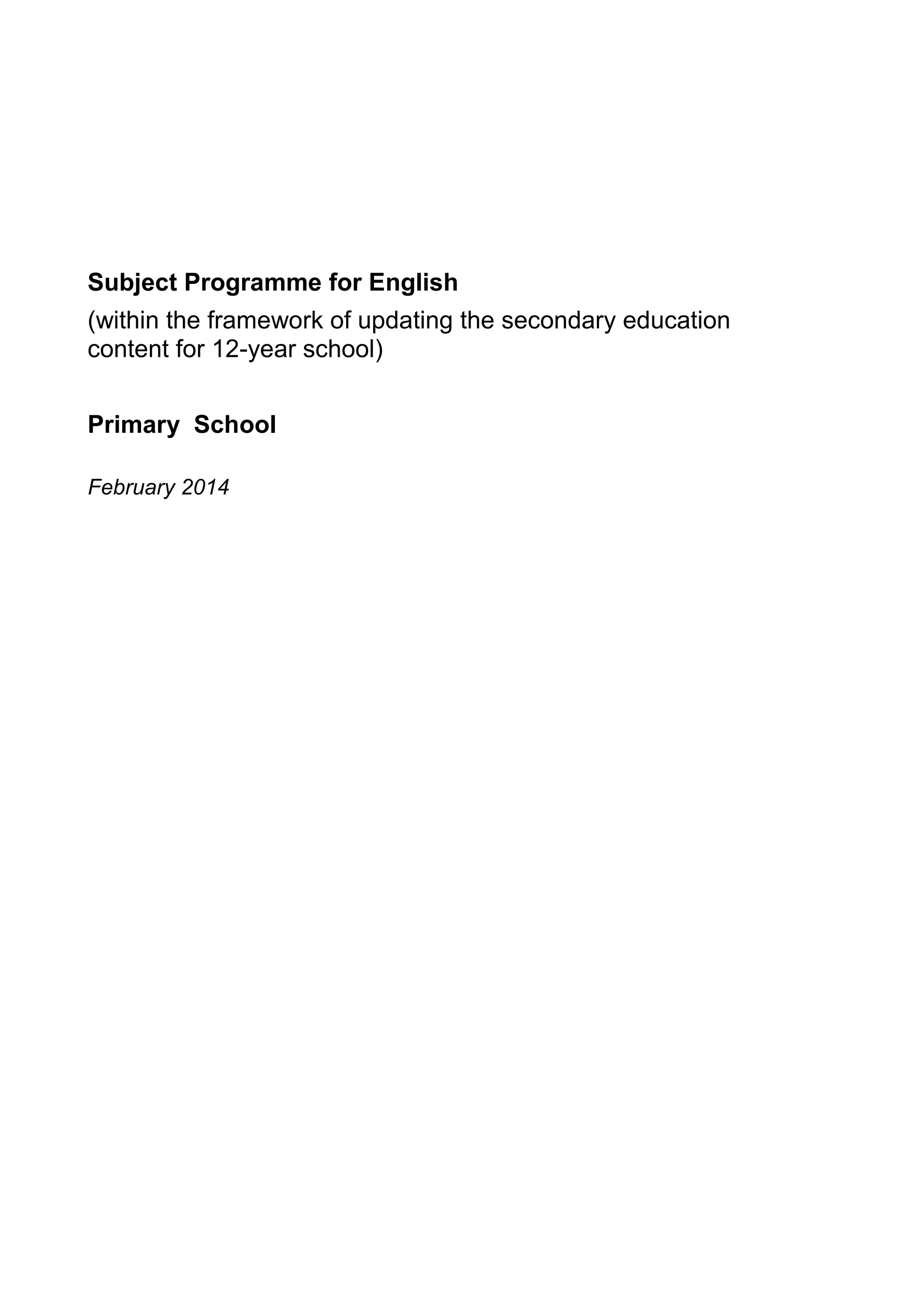 15. subject programme english primary school version 1 180214 | PDF