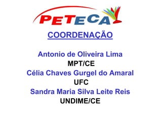 COORDENAÇÃO
Antonio de Oliveira Lima
MPT/CE
Célia Chaves Gurgel do Amaral
UFC
Sandra Maria Silva Leite Reis
UNDIME/CE
 