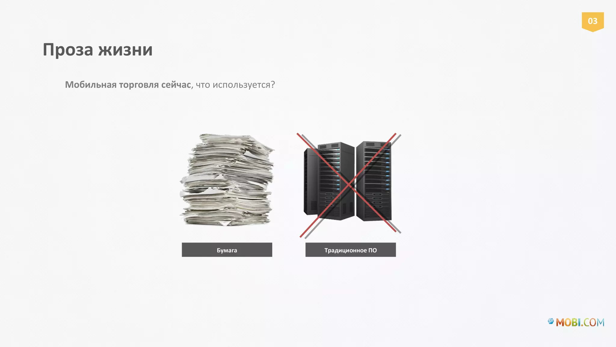 Проза жизни
Мобильная торговля сейчас, что используется?
03
Традиционное ПОБумага
 