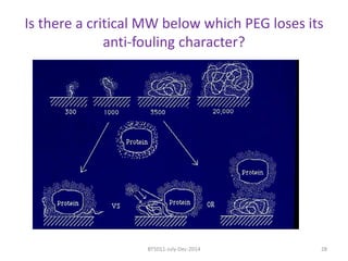 Is there a critical MW below which PEG loses its 
anti-fouling character? 
BT5011-July-Dec-2014 28 
 