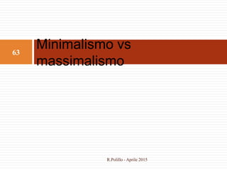 Minimalismo vs
massimalismo
63
R.Polillo - Aprile 2015
 