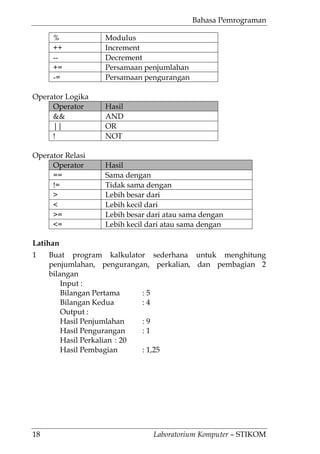 15. modul bahasa pemrograman (java) | PDF