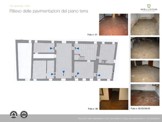Rilievo delle pavimentazioni del piano terra
Cà Spineda 1560
WELLDOM | Mail: info@welldom.it | Sito: www.welldom.it | Blog: www.atelierwelldom.it | Tel: 0423605551
 