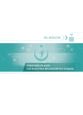 STRATEJİK PLANIN
ÜST POLİTİKA BELGELERİ İLE İLİŞKİSİ
III. BÖLÜM
 