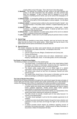 usually written on top of the page. This is also found in the other pages.
2. Masthead – The editorial box containing the ...