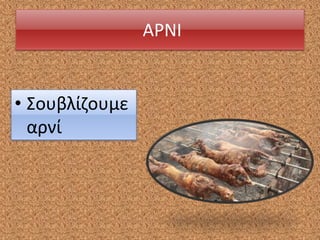 ΑΡΝΙ
• Σουβλίζουμε
αρνί
 