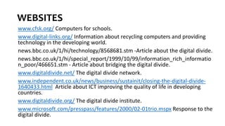 GLOBAL PERSPECTIVE CAMBRIDGE IGCSE: TECHNOLOGY AND ECONOMIC DIVIDE | PPTX
