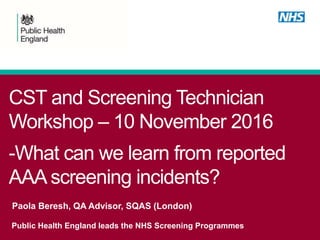 Incident Management
&
Root Cause Analysis
 NHS England Adult Screening  Thursday 10 November 2016
Deepak Rikhi, Commissioning Manager, Adult Screening,
NHS England (London)
 