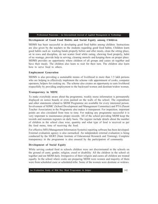 An Evaluation Study of Mid Day Meal Program | PDF
