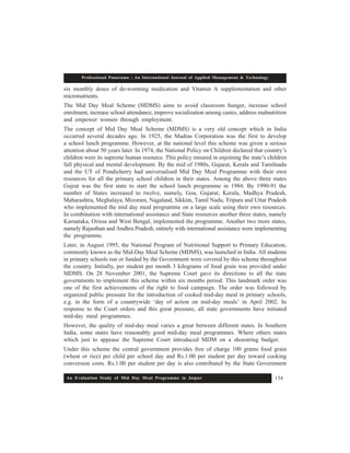 An Evaluation Study of Mid Day Meal Program | PDF