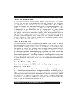 An Evaluation Study of Mid Day Meal Program | PDF