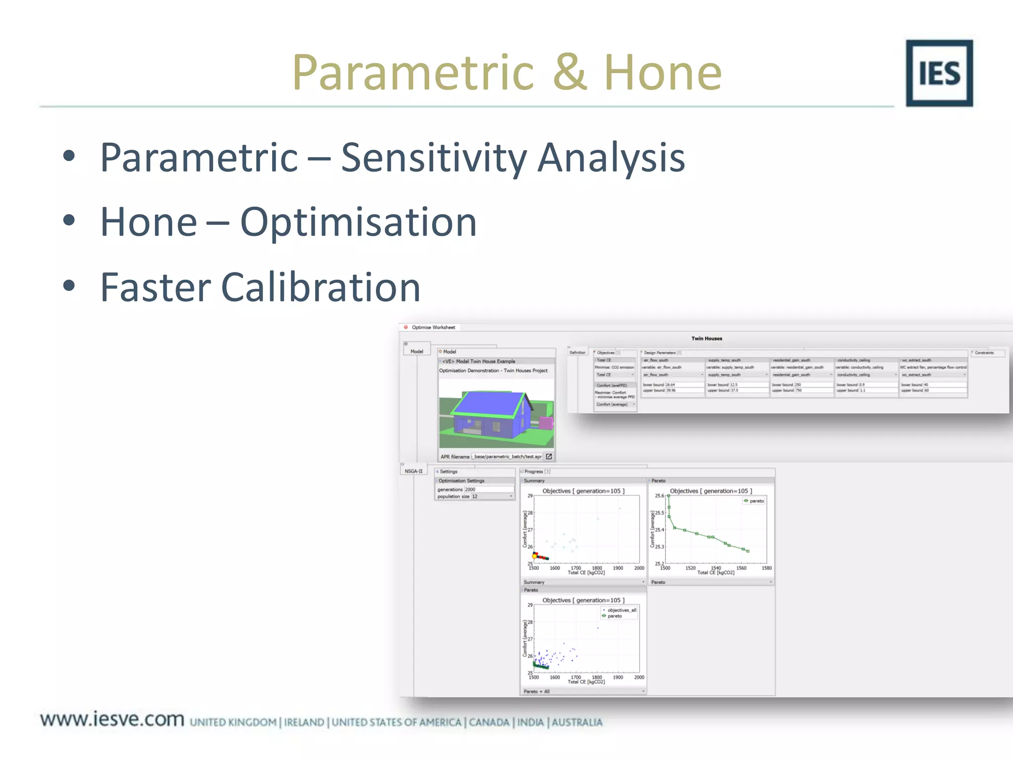 Parametric & Hone
• Parametric – Sensitivity Analysis
• Hone – Optimisation
• Faster Calibration
 