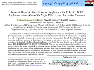 Published in   2006 http://www.foodhaccp.com/journal1.html  ijfsv  8. 30-34 .   Internet Journal of Food Safety ISSN 1930-...
