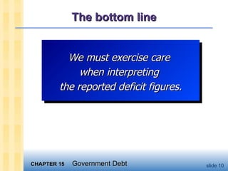 The bottom line We must exercise care  when interpreting  the reported deficit figures. 