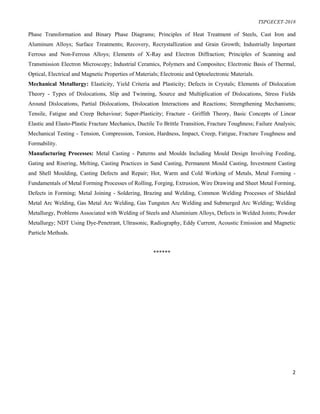 TS PGECET Metallurgy 2018 Syllabus | PDF