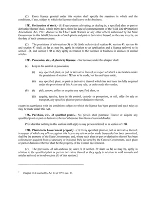 Section 17e Example Wildlife Protection Act, 1972 | PDF