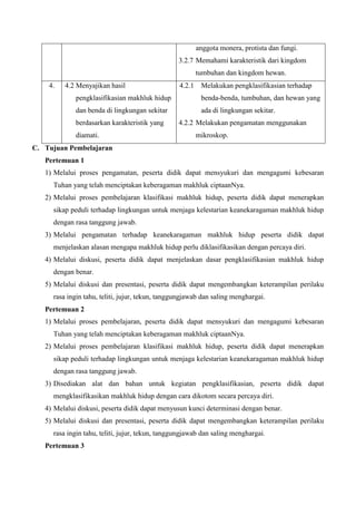 Semakin Dekat Hubungan Kekerabatan Makhluk Hidup Maka Akan Semakin Banyak 15. rpp klasifikasi mh kls 7