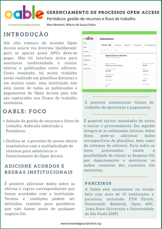 Oable: Gerenciamento de Processos Open Access