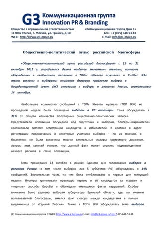 Общественно-политический пульс российской блогосферы 15-21 октября 2012
