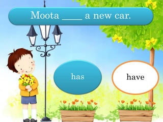Moota ____ a new car.
have
has
has
 