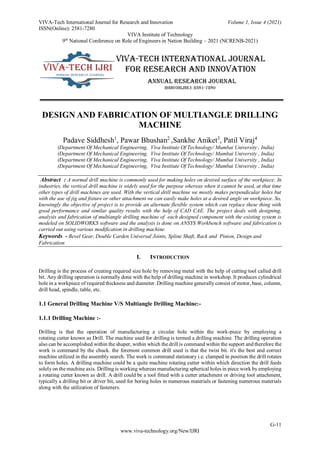 DESIGN AND FABRICATION OF MULTIANGLE DRILLING MACHINE | PDF