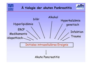 bilär
Alkohol
Initiales intrazelluläres Ereignis
Akute Pancreatitis
Hyperkalzämie
genetisch
Infektion
Trauma
Hyperlipidämie
ERCP
Medikamente
idiopathisch
Ä tiologie der akuten Pankreatitis
 
