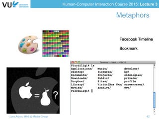 Human-Computer Interaction Course 2015: Lecture 3
Metaphors
Lora Aroyo, Web & Media Group 42
Facebook Timeline
Bookmark
 