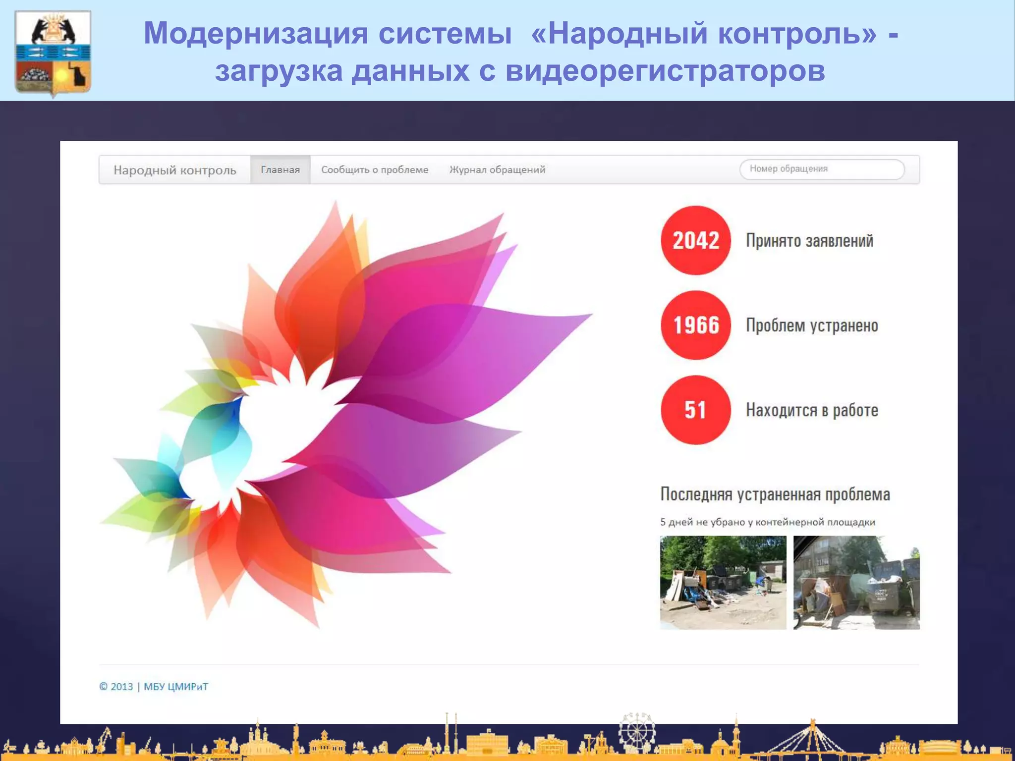 Модернизация системы «Народный контроль» -
загрузка данных с видеорегистраторов
 