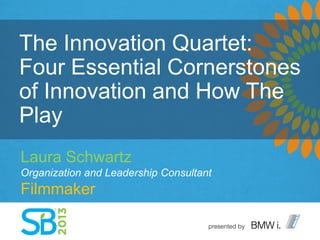 The Innovation Quartet:
Four Essential Cornerstones
of Innovation and How The
Play
Laura Schwartz
Organization and Leadership Consultant
Filmmaker
 