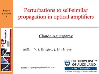 [object Object],[object Object],e-mail  :  [email_address] Perturbations to self-similar propagation in optical amplifiers Physics Research 3 