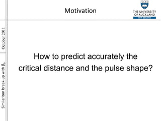 Motivation How to predict accurately the critical distance and the pulse shape? Similariton break-up with    3 