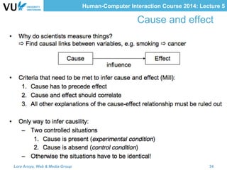Human-Computer Interaction Course 2014: Lecture 5
Cause and effect
Lora Aroyo, Web & Media Group 34
 