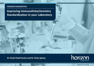 HORIZON DIAGNOSTICS
Research Use Only
Improving Immunohistochemistry
Standardization in your Laboratory
1
Dr Farah Patell-Socha and Dr Vicky Spivey
 