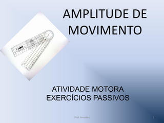 AMPLITUDE DE
MOVIMENTO

ATIVIDADE MOTORA
EXERCÍCIOS PASSIVOS
Prof. Amadeu

1

 