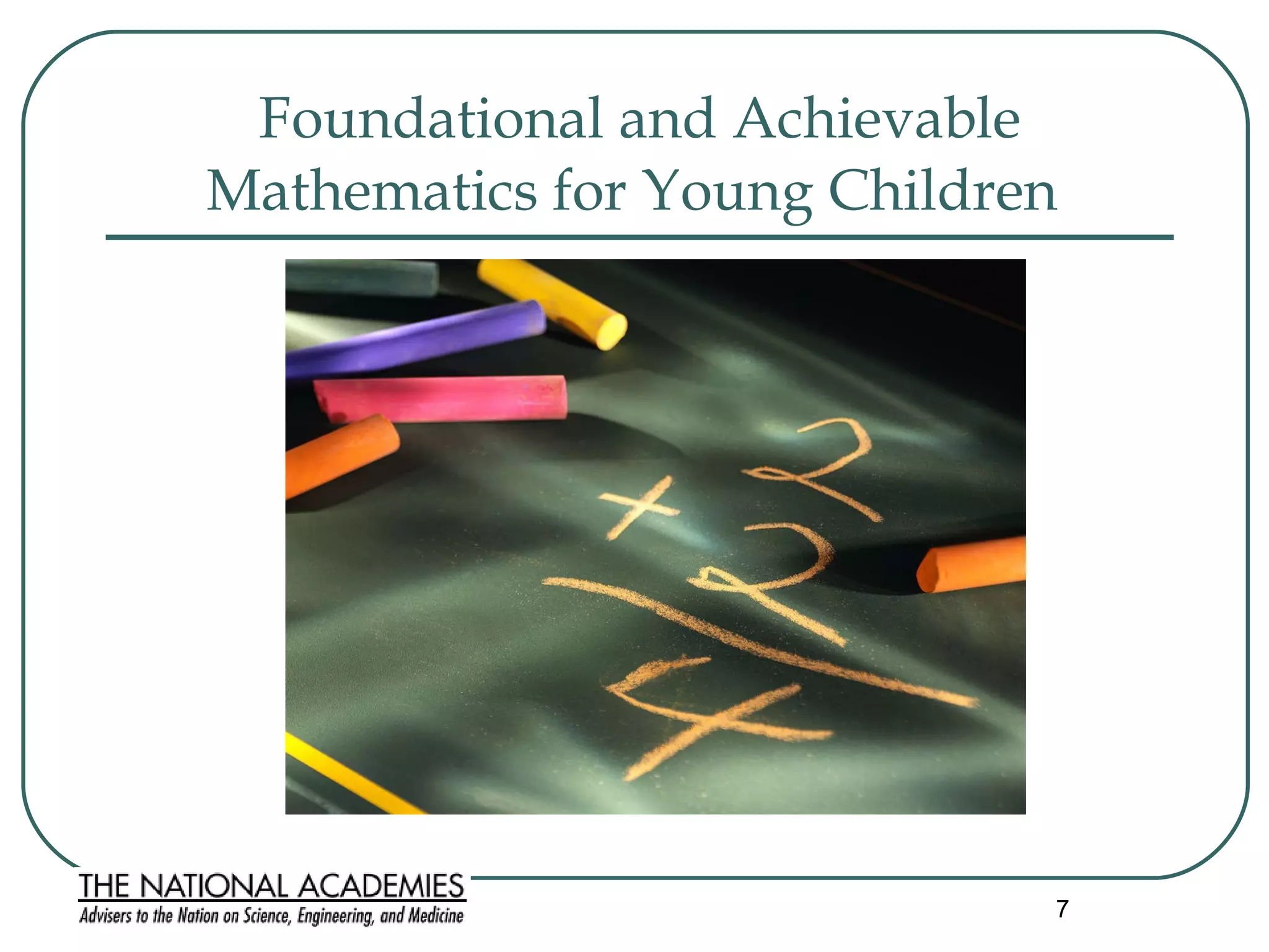 Foundational and Achievable Mathematics for Young Children   