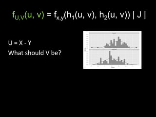 fU,V(u, v) = fx,y(h1(u, v), h2(u, v)) | J |


U=X-Y
What should V be?
 