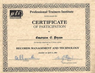Certificate: Records Management and Technology