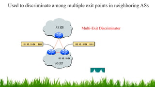 Used to discriminate among multiple exit points in neighboring ASs
Multi-Exit Discriminator
 