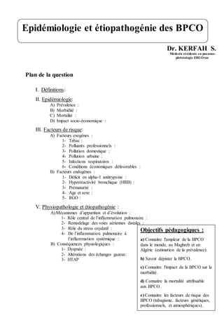Epidémiologie et étiopathogénie de la BPCO | DOCX