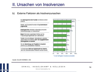 14
II. Ursachen von Insolvenzen
b) Externe Faktoren als Insolvenzursachen
Quelle: EULER HERMES / ZIS
 